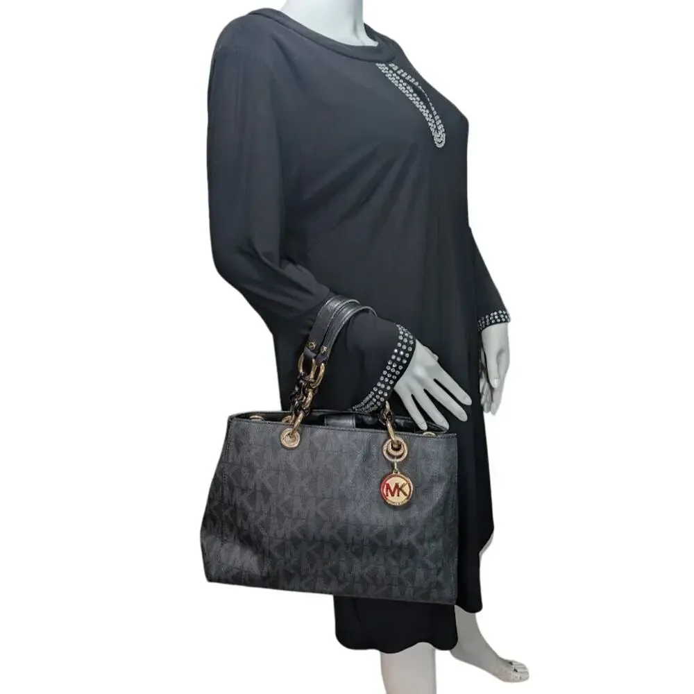 Michael Michael Kors Large Black Jet-Set Tote Coated Canvas Leather